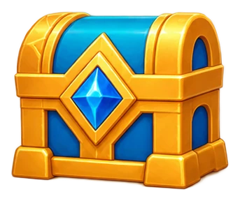 A blue and gold treasure chest